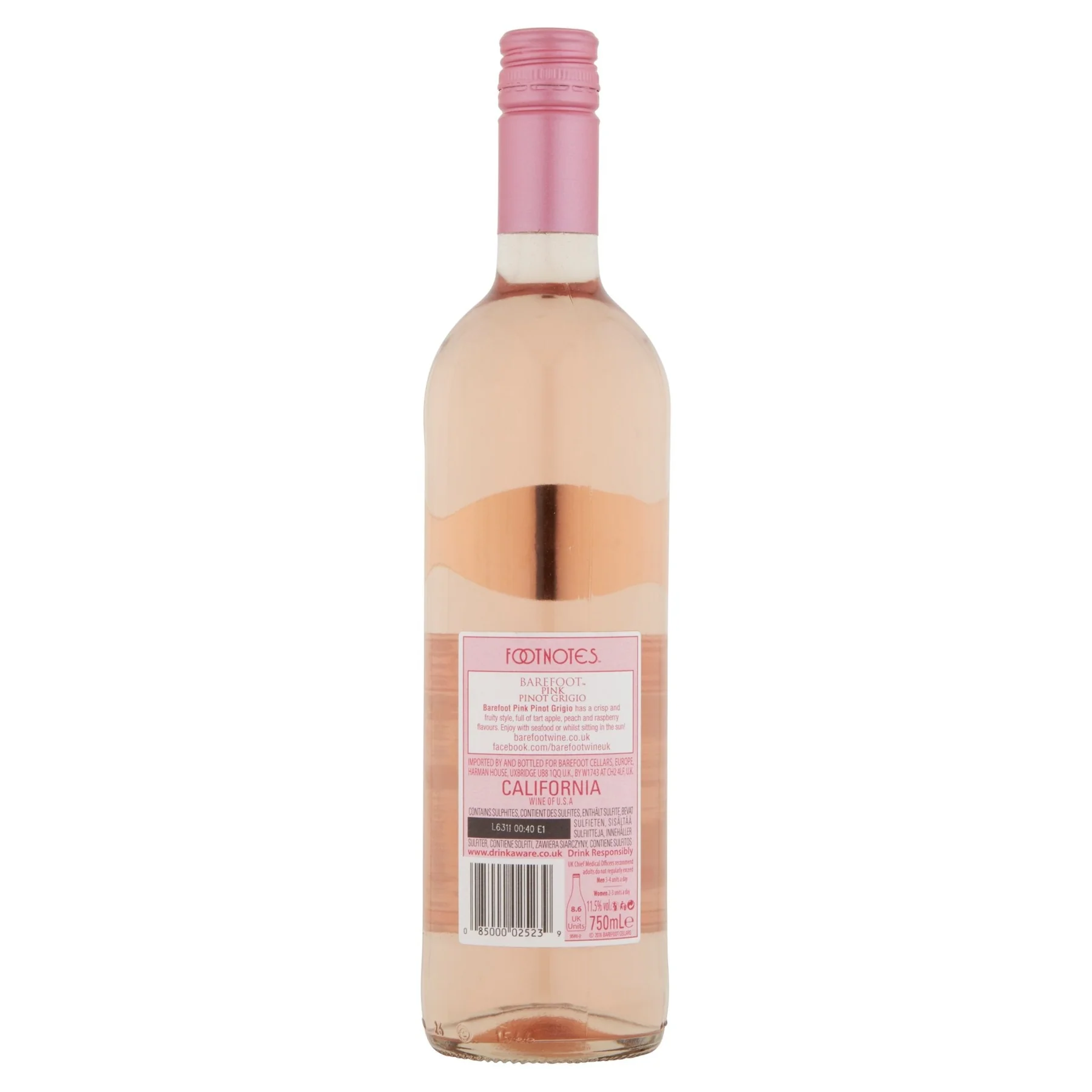 BAREFOOT 75CL PINK PINOT GRIGIO ROSÉ