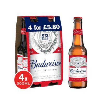 BUDWEISER BOTTLE 4 X 300ML