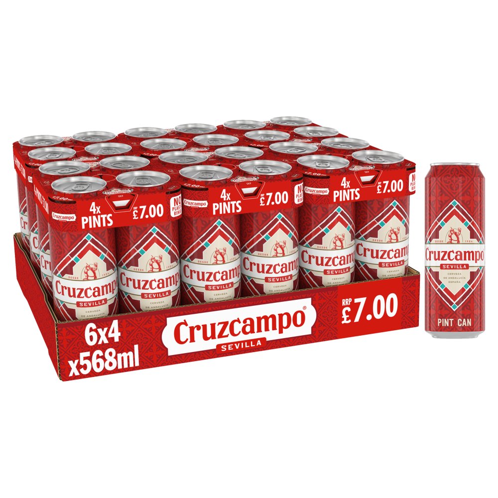 CRUZCAMPO SEVILLA BEER PINT CANS 4 X 568ML