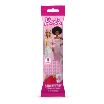Barbie Strawberry Flavoured Milk Straws 60G
