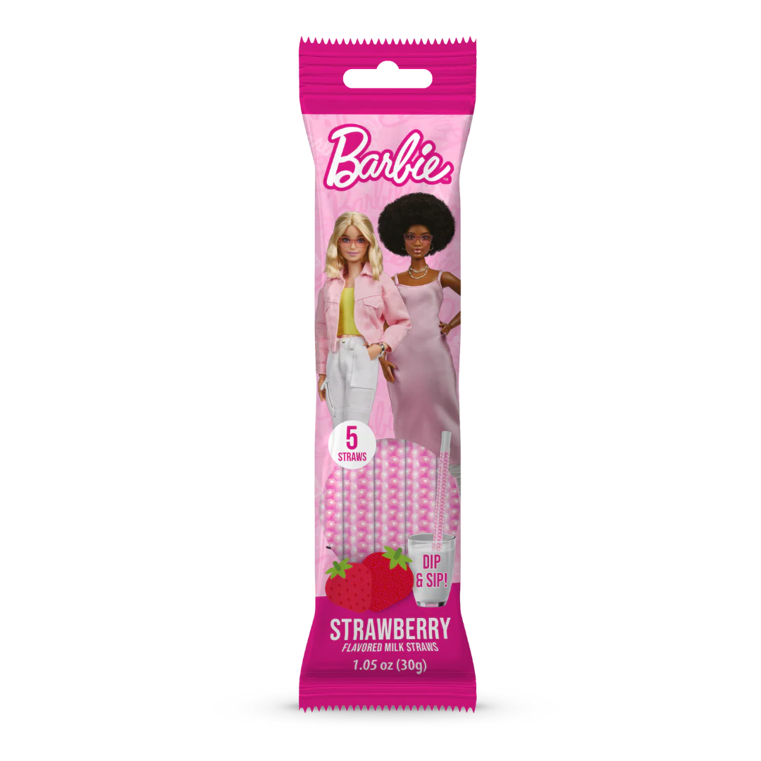 Barbie Strawberry Flavoured Milk Straws 60G