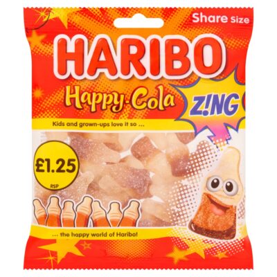 Haribo Happy Cola Zing Fizzy & Jelly Sweets Sharing Bag 140g
